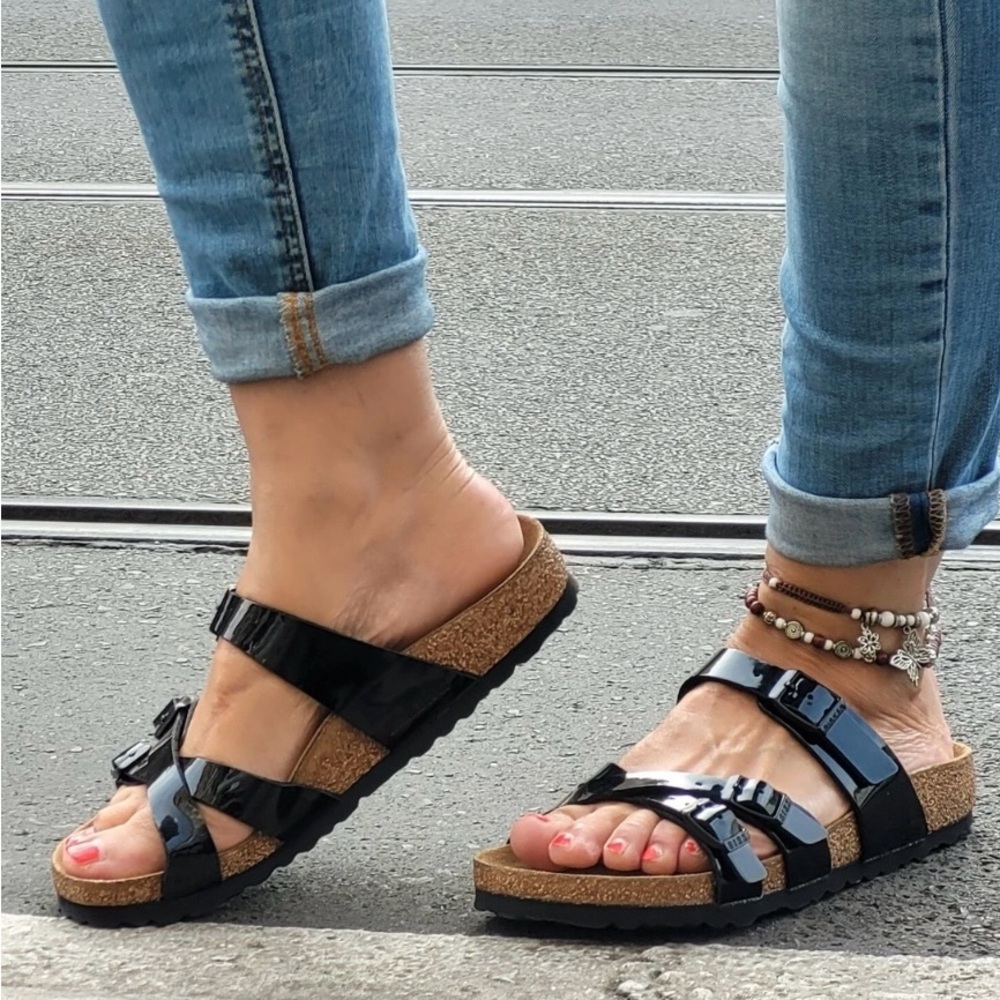Birkenstock Franca Black Black Patent Sandals